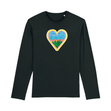Load image into Gallery viewer, Water Blessings Heart Organic Cotton Long-Sleeve - S / Black - PLANET JOY