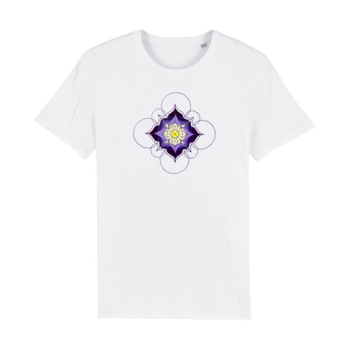 Lavender Honey Mandala Organic Cotton T-Shirt - XS / White - PLANET JOY