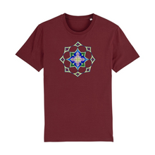 Load image into Gallery viewer, Star Flower Mandala Organic Cotton T-Shirt - XS / Maroon - PLANET JOY