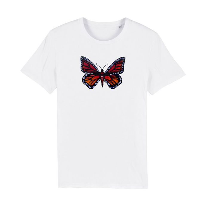 Fire Monarch Organic Cotton T-Shirt - XS / White - PLANET JOY