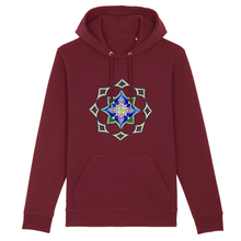 Load image into Gallery viewer, Star Flower Mandala Organic Cotton Hoodie - S / Maroon - PLANET JOY