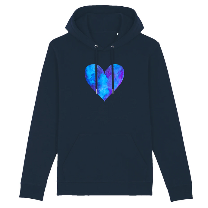 Violets are Blue Organic Cotton Hoodie - S / Navy - PLANET JOY