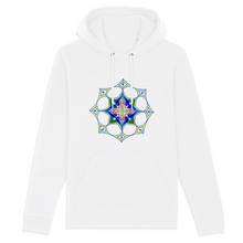 Load image into Gallery viewer, Star Flower Mandala Organic Cotton Hoodie - S / White - PLANET JOY