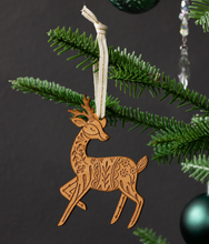 Load image into Gallery viewer, Deer Folk Art Wood Ornament - PLANET JOY