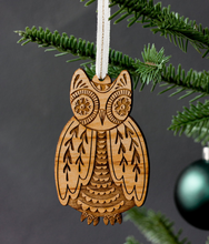 Load image into Gallery viewer, Owl Folk Art Wood Ornament - PLANET JOY