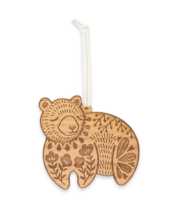Bear Folk Art Wood Ornament - PLANET JOY