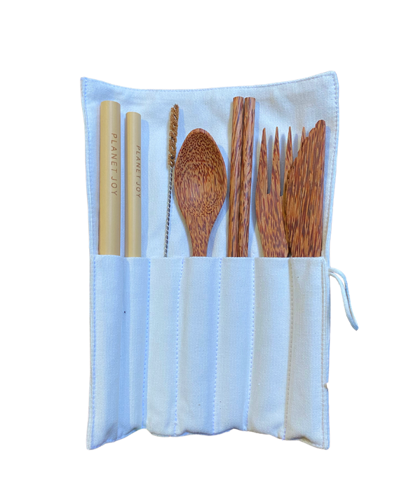Reusable Coconut Wood Cutlery Kit - PLANET JOY