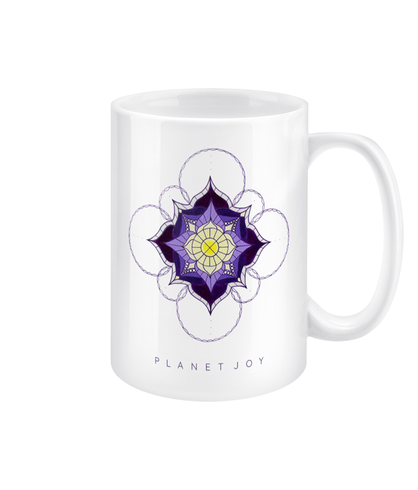 Lavender Honey Mandala 15oz Mug - Ceramic / White - PLANET JOY