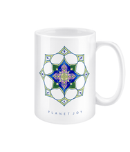 Load image into Gallery viewer, Star Flower Mandala 15oz Mug - Ceramic / White - PLANET JOY