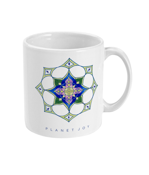 Star Flower Mandala 11oz Mug - Ceramic / White - PLANET JOY