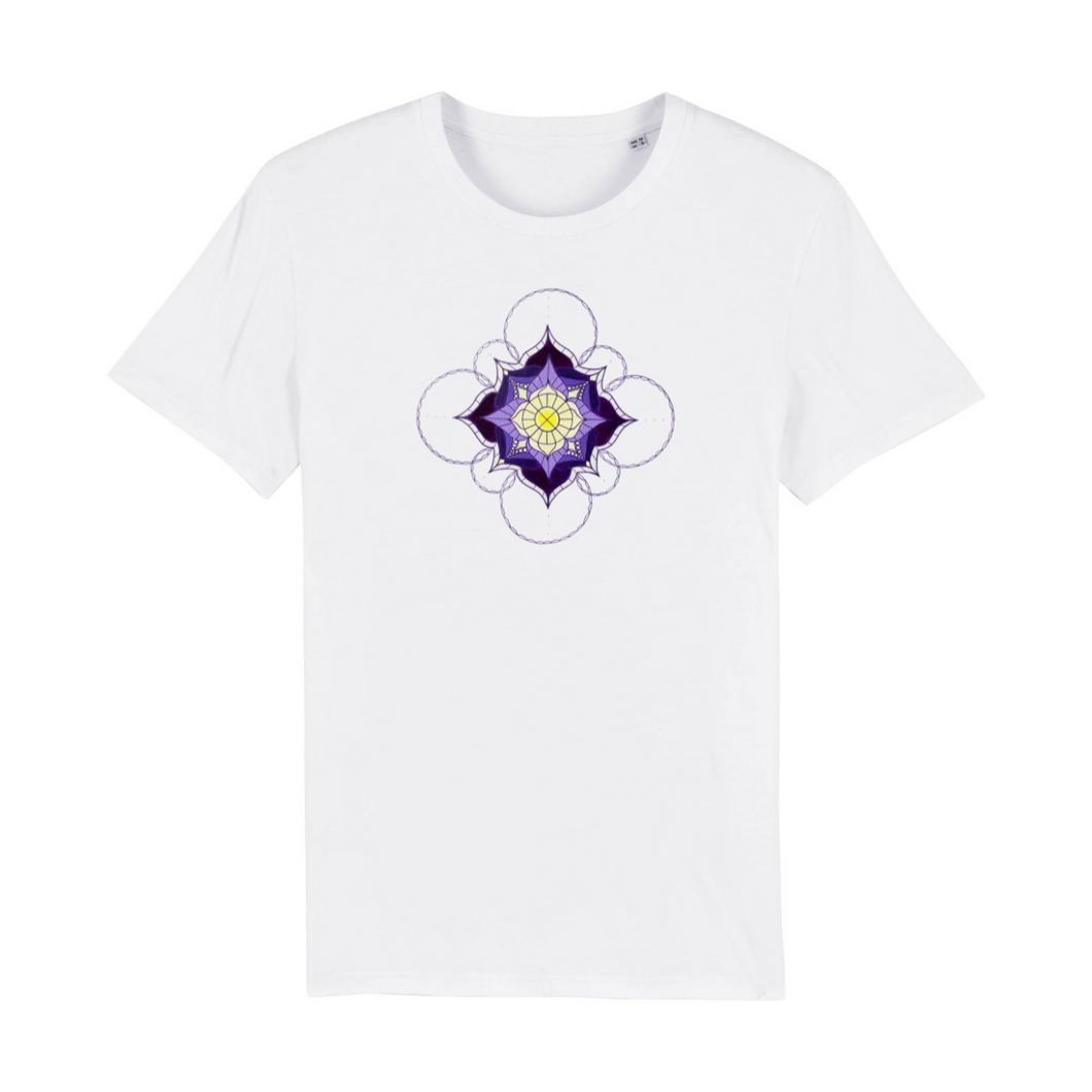 Lavender Honey Mandala Organic Cotton T-Shirt - XS / White - PLANET JOY