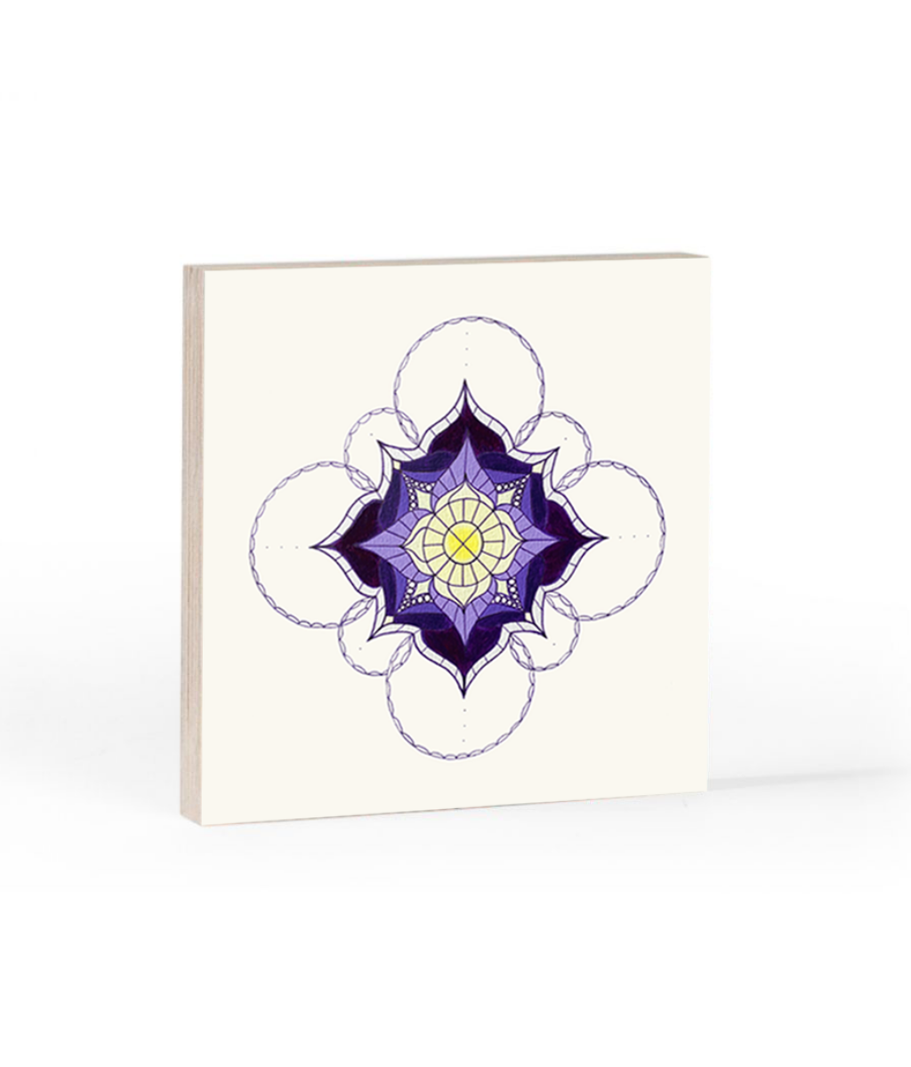 Lavender Honey Mandala Birch Wood Print - 6x6 - PLANET JOY