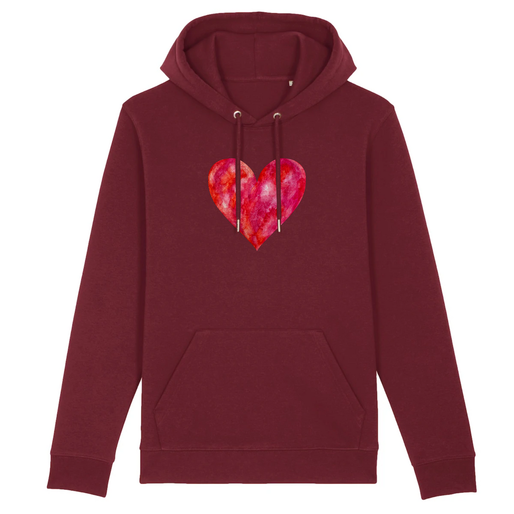 Strawberry Kisses Organic Cotton Hoodie - S / Maroon - PLANET JOY