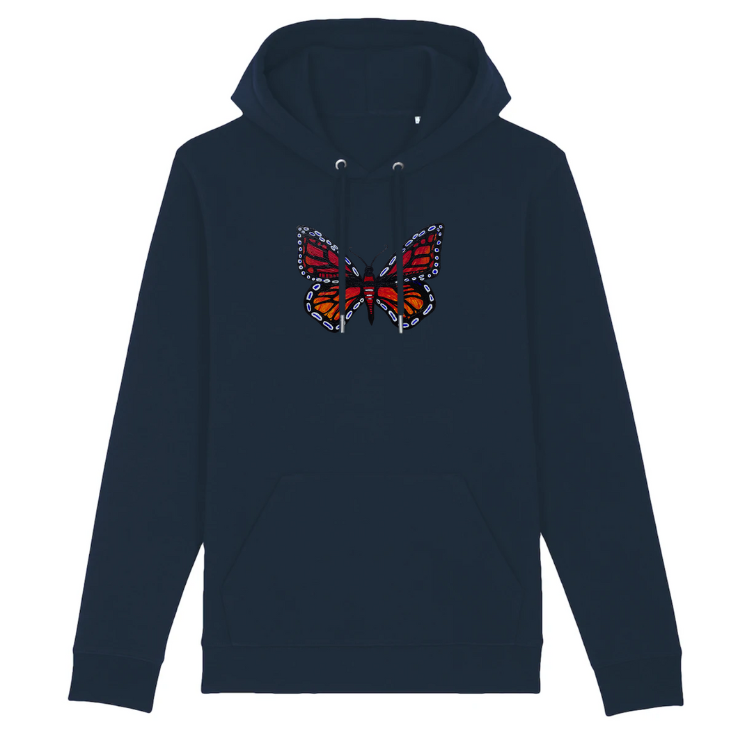 Fire Monarch Organic Cotton Hoodie - S / Navy - PLANET JOY