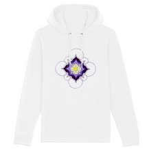 Load image into Gallery viewer, Lavender Honey Mandala Organic Cotton Hoodie - S / White - PLANET JOY
