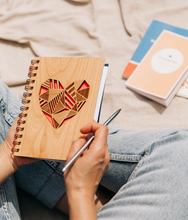 Load image into Gallery viewer, Patchwork Heart Wood Journal - PLANET JOY
