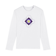 Load image into Gallery viewer, Lavender Honey Mandala Organic Cotton Unisex Long-Sleeve - S / White - PLANET JOY
