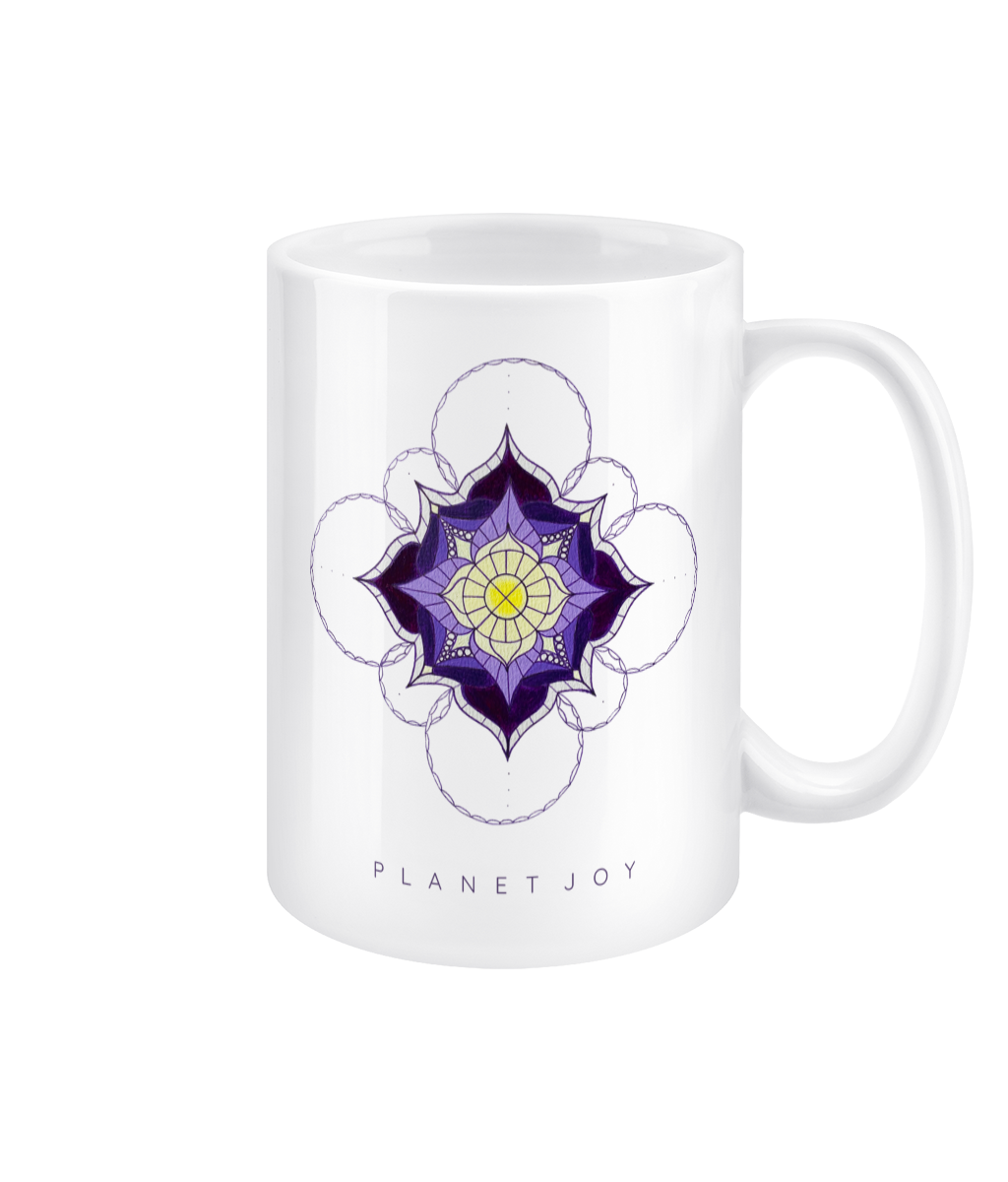 Lavender Honey Mandala 15oz Mug - Ceramic / White - PLANET JOY